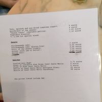 Menu (will change in April) at Mela Canela in Sintra