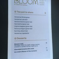 Menu at Bloom Sushi in Montreal