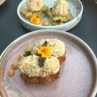 Starters.  Mr. Miyagi at the back, spicy crab in front at Bloom Sushi in Montreal