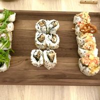 Variety of sushi with mushrooms, tomatoes etc at Bloom Sushi in Montreal