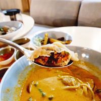 Vegan dumplings close up shot. Shroom fillings at Real Food 真食 - Yishun in North Singapore
