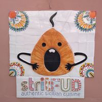 Tiled logo at stritFUD in Taormina