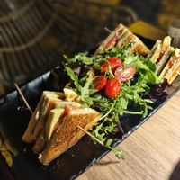 Vegan club sandwich at Ovàl in Thessaloniki