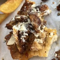 Last bite of the soy “meat” gyros with vegan mayonnaise  at Ovàl in Thessaloniki