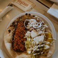 stuffed aubergine with vegan garlic sauce😍 at Zaytoon - Temple Bar in Dublin