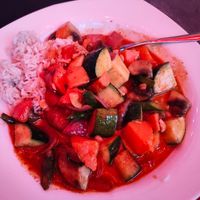 Massaman Curry
coconut milk. vegetables, potatoes, cashews & lemon grass rice at Lamoraga in Naples