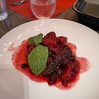 Belgium Chocolate Brownie with wild berry compote at Lamoraga in Naples