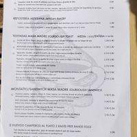 Menu at Malcafe in Conil De La Frontera