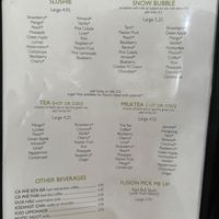 Menu at Pho Fusion in San Diego