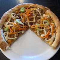 Buffalo wing pizza  at Rise Above Pizza & Wings in Hamilton