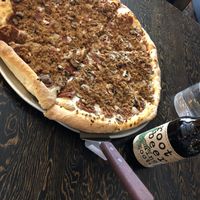 Steeltown pizza (seitan crumble, pepperoni, mushrooms)   at Rise Above Pizza & Wings in Hamilton