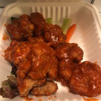 Seitan wings-delicious! at Rise Above Pizza & Wings in Hamilton