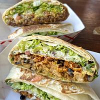 Cheeseburger (back) and Buffalo Chick’n (front) Cruchwraps  at Toasty in Bend