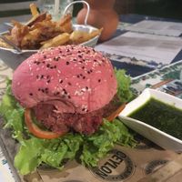 Vegan Burger and home made fries   at Café Ceylon in Ahangama