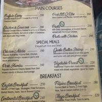 Menu at Coco Loco in Anda