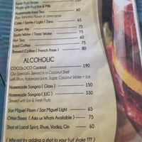 Menu at Coco Loco in Anda