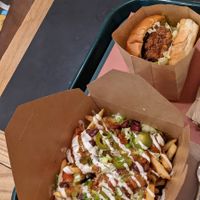 Chick-un Sandwich and Chili Cheez Fries at BeetBox in Vancouver