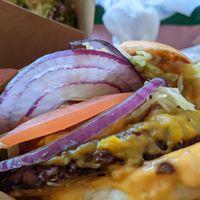 Burger with Cheez close-up at BeetBox in Vancouver