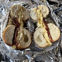 BEC Poppy Seed Bagel  at Bagel Point in Brooklyn