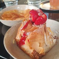 Strawberry-rhubarb Strudel at Poushe in Zurich