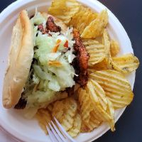 Unjerk chicken sandwich at Vegwood in Toronto