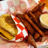 Breakfast Sandwich & Sweet Potato Fries at Shahar Cafe in Louisville