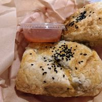 Puff pastry with vegan meaty filling at Shahar Cafe in Louisville