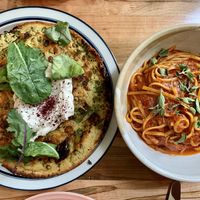 Linguine and Farinata at Somebody People in Denver