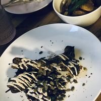 Mushroom skewers, potatoes  at Somebody People in Denver