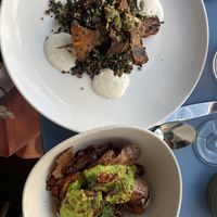 Mushroom skewer and potato   at Somebody People in Denver