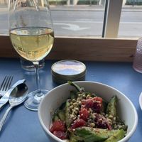 Riesling and cucumber salad   at Somebody People in Denver