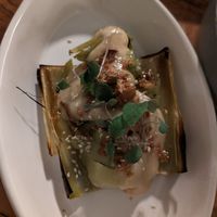 Leek dish at Somebody People in Denver