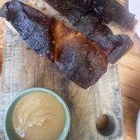 Focaccia and white bean spread  at Somebody People in Denver