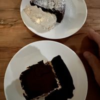 Tiramisu and chocolate cake with cashew ice cream  at Somebody People in Denver