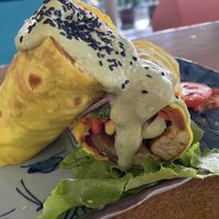 Tempeh Wrap. Homemade Turmeric Tortilla.  at Foods & Roots in Koh Phangan