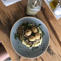 Mashed potatoes with tofu balls at Foods & Roots in Koh Phangan