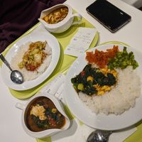 Veg 1 option with extra eggs at the front & Veg 2 option with extra mushrooms at the back at Mumin in Tokyo