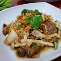 I have tried spicy mushroom salad. This was so yummy and healthy food. I'm not a vegetarian but I really love it so much.  at Rakpak in Koh Samui