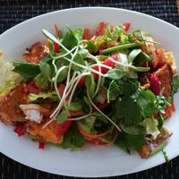Yam Khai Dao - spicy egg salad at Rakpak in Koh Samui