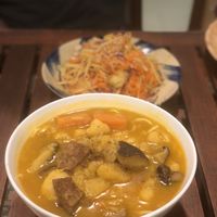 Young mango salad and vegan beef stew  at Khong Vegan Restaurant  in Da Nang