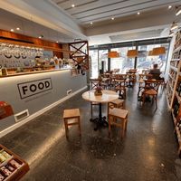Inside looking out  at FOOD Mercearia Biológica in Lisbon