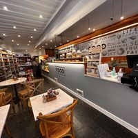 Looking at deli counter   at FOOD Mercearia Biológica in Lisbon