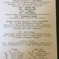 Burger and sides menu at Smokey Greens in Berlin