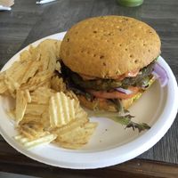Boricua burger  at Mama Pacha in San Juan