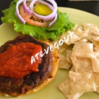 Veggie burger  at Mama Pacha in San Juan