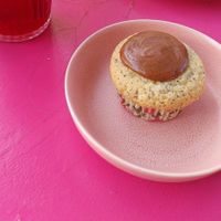vegan lemon muffin with almond butter at Little Big House in Thessaloniki