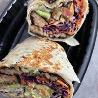 Tempeh burrito delivery through Uber eats  at Choclo y Maíz Cocina Vegana in Guadalajara