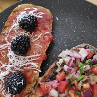 Both molletes. at Choclo y Maíz Cocina Vegana in Guadalajara