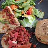 Cuban sandwich insides. at Choclo y Maíz Cocina Vegana in Guadalajara