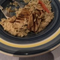 Mushroom risotto (halfway eaten lol). So good! at Hauser in St Moritz